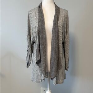 Ella Moss Striped Gray Open-Front Cardigan Size L